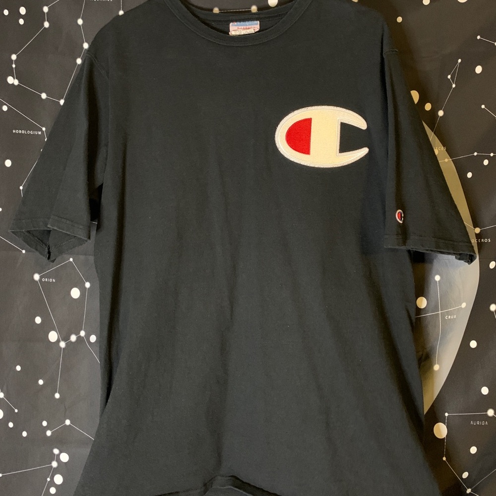 Faded black champion shirt